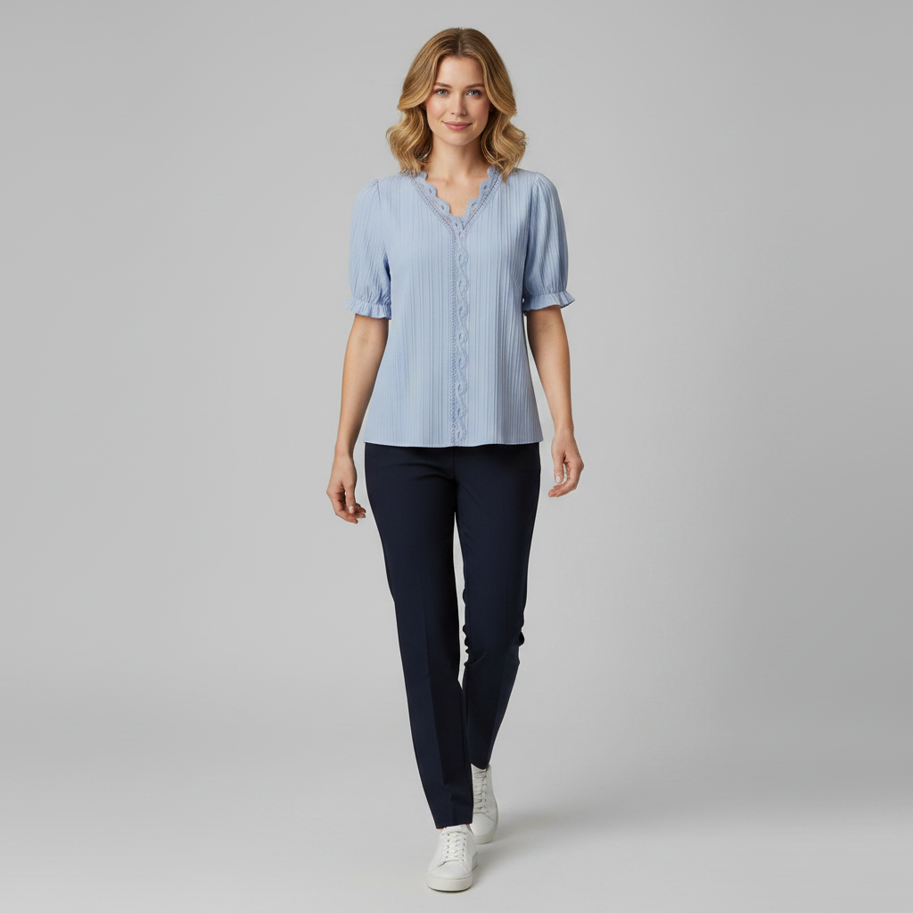 Astrid | Elegant Sommerbluse med V-Hals til Dame