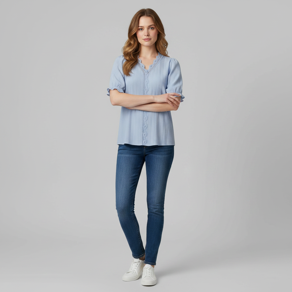 Astrid | Elegant Sommerbluse med V-Hals til Dame