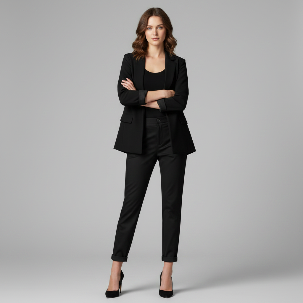 Elegant Grå Dressbukse | Høy Midje Dame Dressbukser