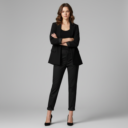 Elegant Grå Dressbukse | Høy Midje Dame Dressbukser