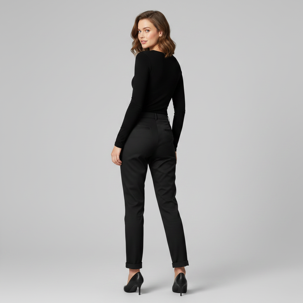 Elegant Grå Dressbukse | Høy Midje Dame Dressbukser
