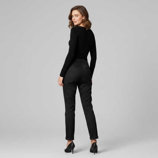 Elegant Grå Dressbukse | Høy Midje Dame Dressbukser
