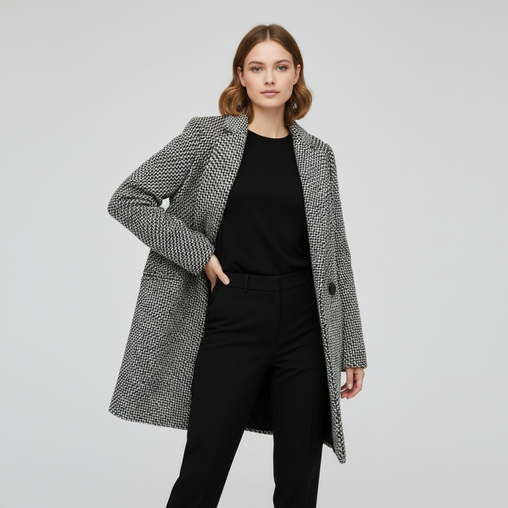 Elegant Ullkåpe Dame | Lang Vinterkåpe i Ull