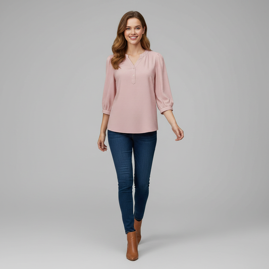 Patchwork Bluse | Moteriktig Damebluse med Løstsittende Passform